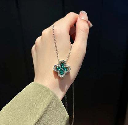 Green Clover Pendant Necklace